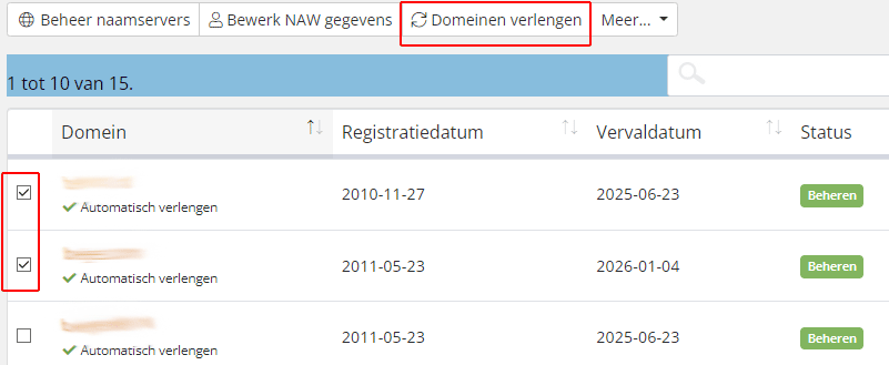 Domeinen verlengen