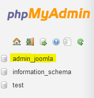 Database selecteren in phpMyAdmin